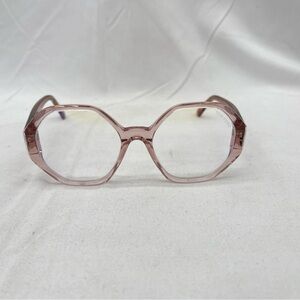 Tom Ford Womens Geometric
Blue Light Blocking Glasses Transparent Pink TF5967-B